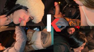 Dupla szopás a barátom autójában – piszkos tini csajok morbosan élveznek